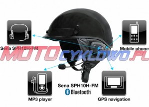 Intercom SENA SPH10H-FM-01 Bluetooth 3.0 do 700m z radiem FM oraz mikrofonem na pałąku do kasków chopper